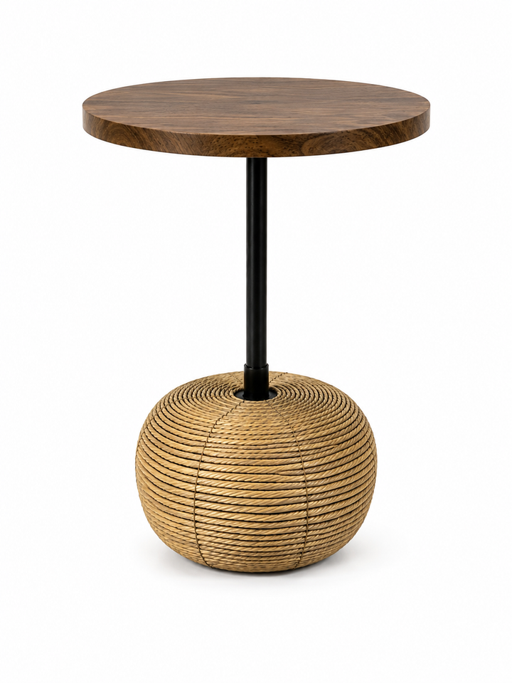 Round Coastal End Table
