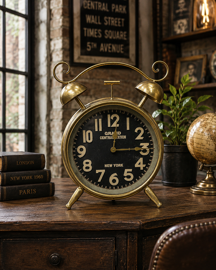 Vintage Industrial Metal Table Clock