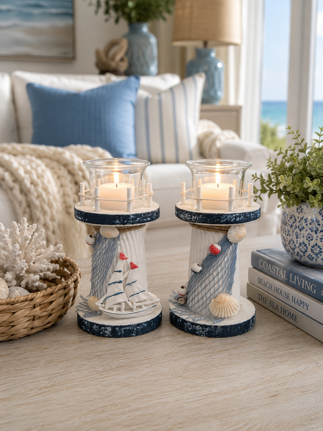 Harbor Light Candle Holders set of 2