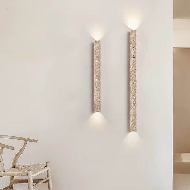 Modern Beige Travertine Up & Down LED Wall Sconce