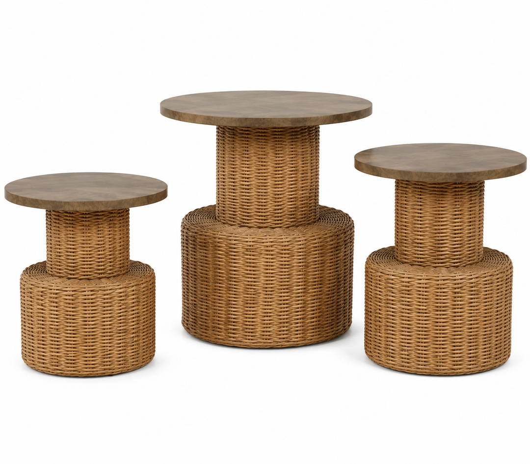 Handwoven Rattan Nesting Accent Tables (Set of 3)