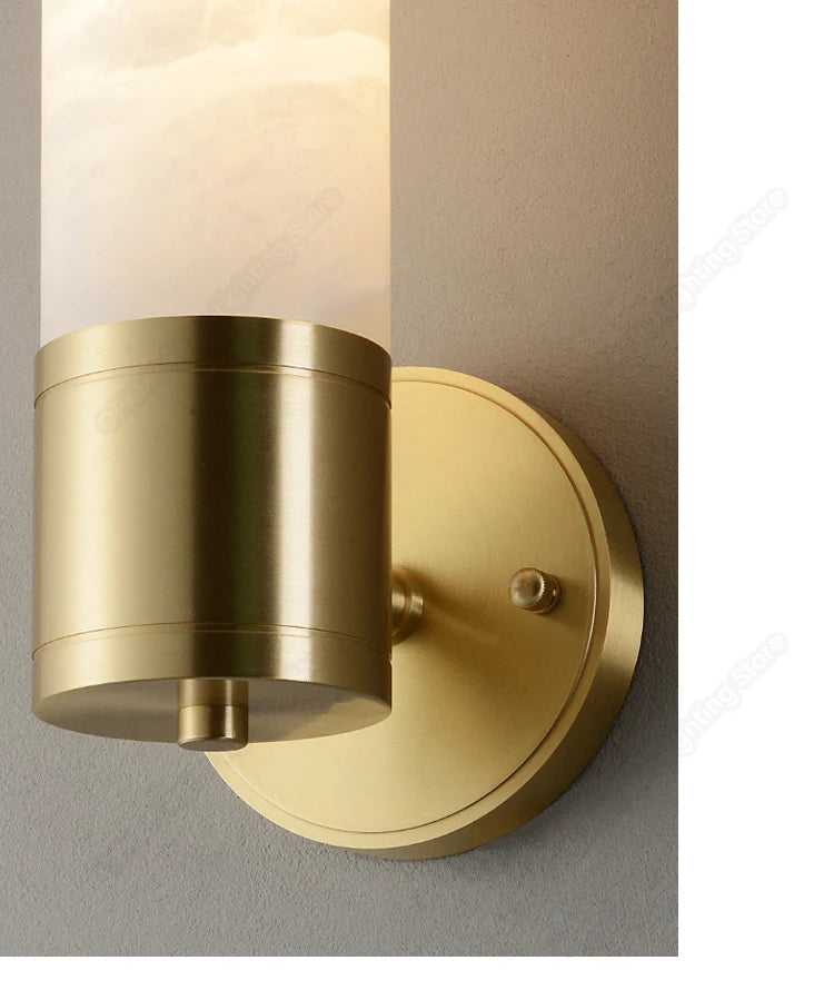 Brass and Alabaster-Style Wall Sconce