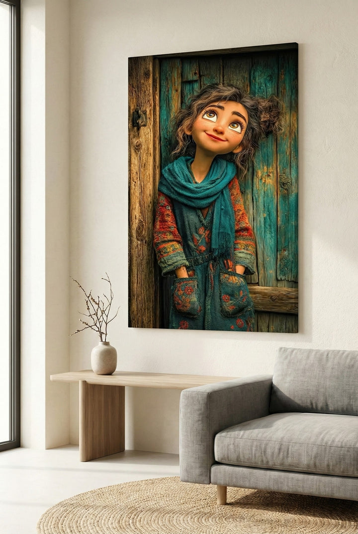 Whimsical Girl Portrait Canvas Wall Art
