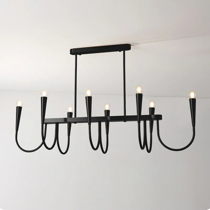 Modern Gold or Black Chandelier with Elegant Curved Design