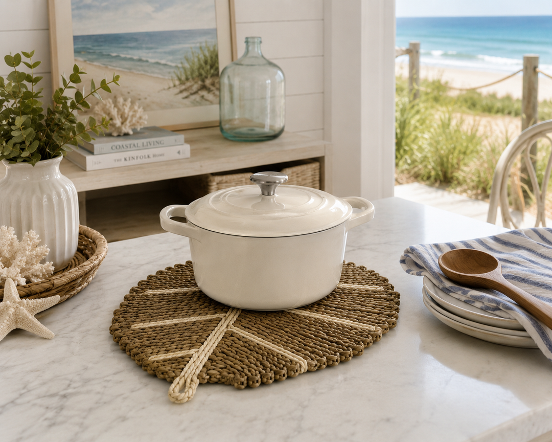 Leaf Square Flower Woven Trivet