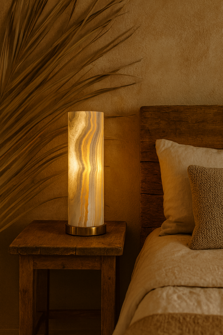 Tall Alabaster Marble Effect Table Lamp