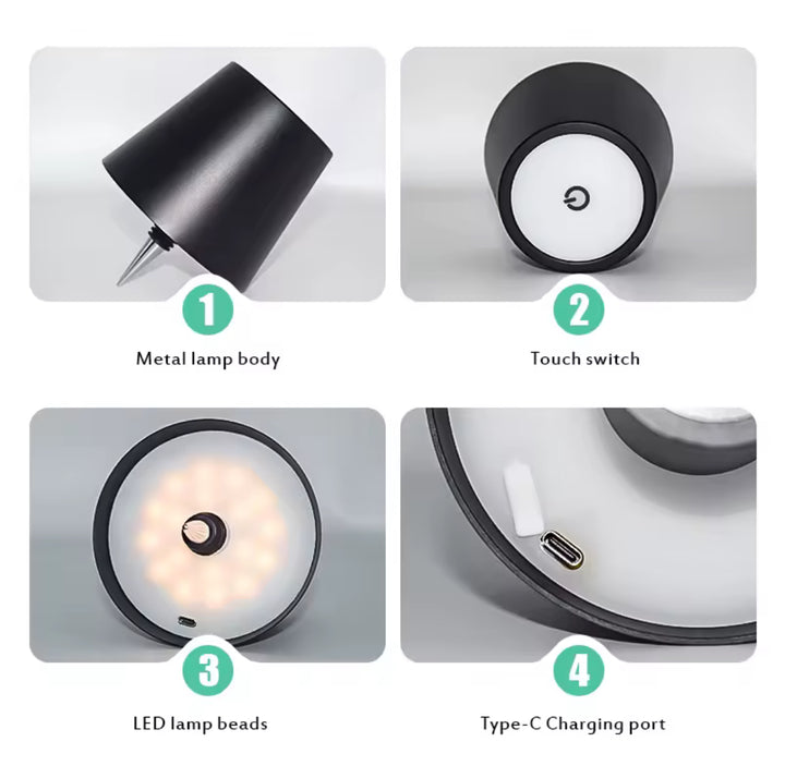 Touch Bottle-Top LED Rechargeable Table Lamp