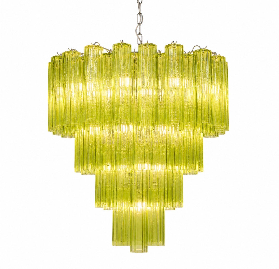 Lime Green Murano-Style Glass Tiered Chandelier