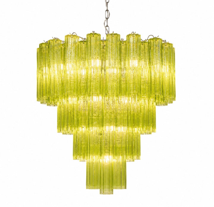 Lime Green Murano-Style Glass Tiered Chandelier