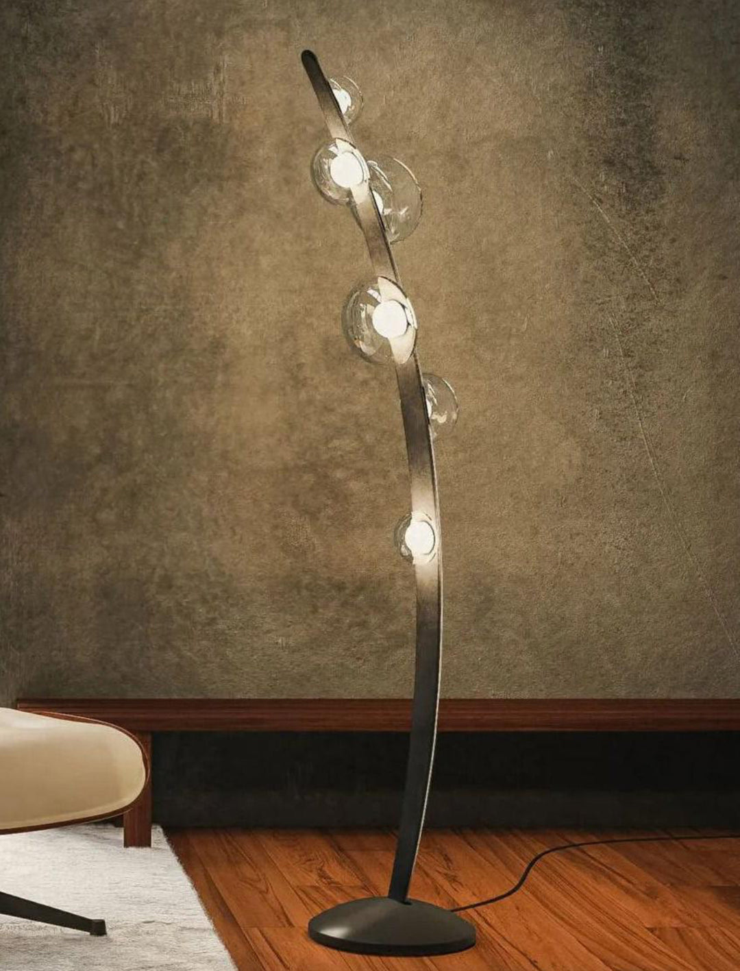 Modern Sculptural Floor Lamp with Glass Globe Shades