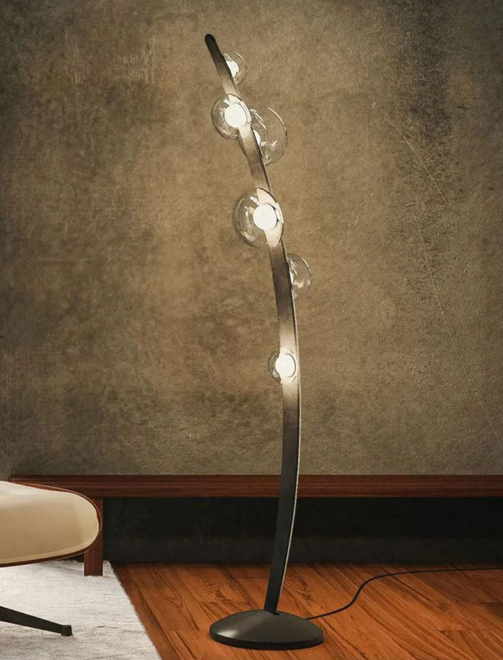 Modern Sculptural Floor Lamp with Glass Globe Shades