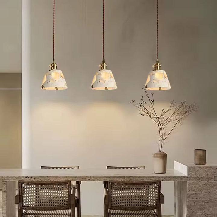 Cream Terrazzo Pendant Light with Brass Fitting