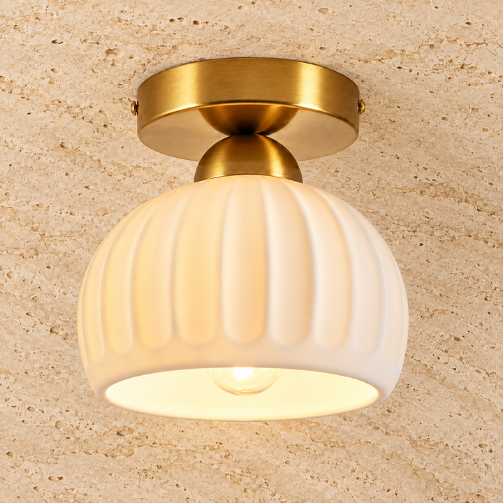 Modern Ribbed ceramic Flush Mount Ceiling Light