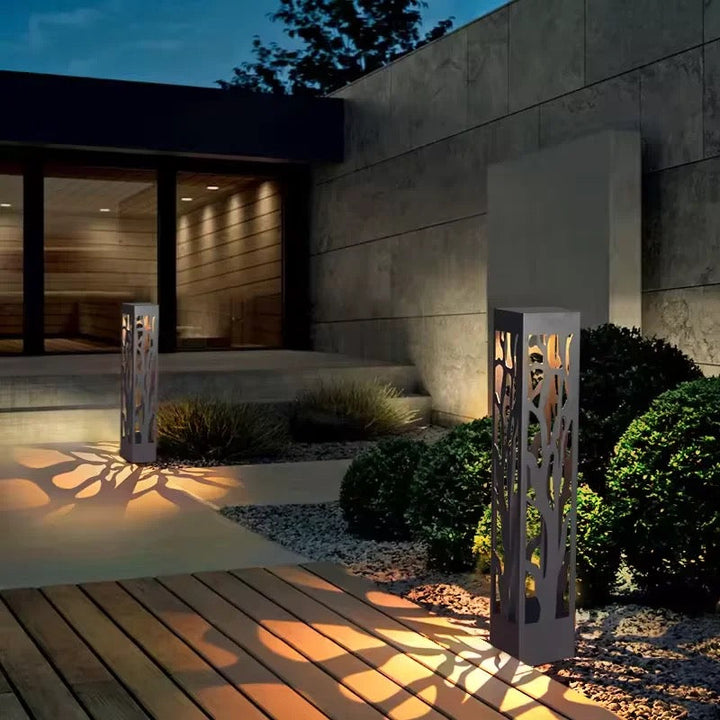 Decorative Cutout Pattern Bollard Light