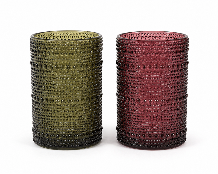 Hobnail Beaded Highball Drinking Glasses set of 2