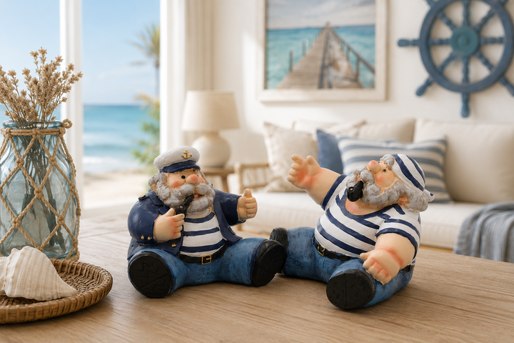 Coastal Sailor Figurine Set – Nautical Decorative Sculptures