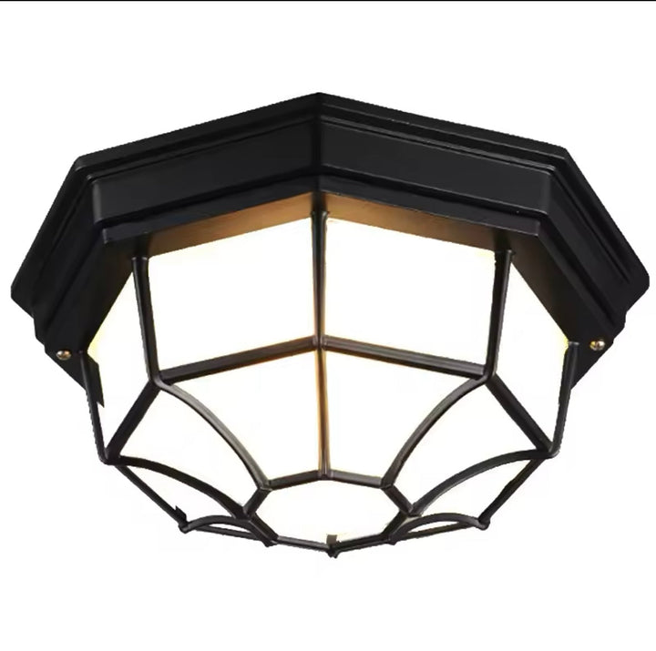 Vintage Flush Mount Ceiling Light with Geometric Frame