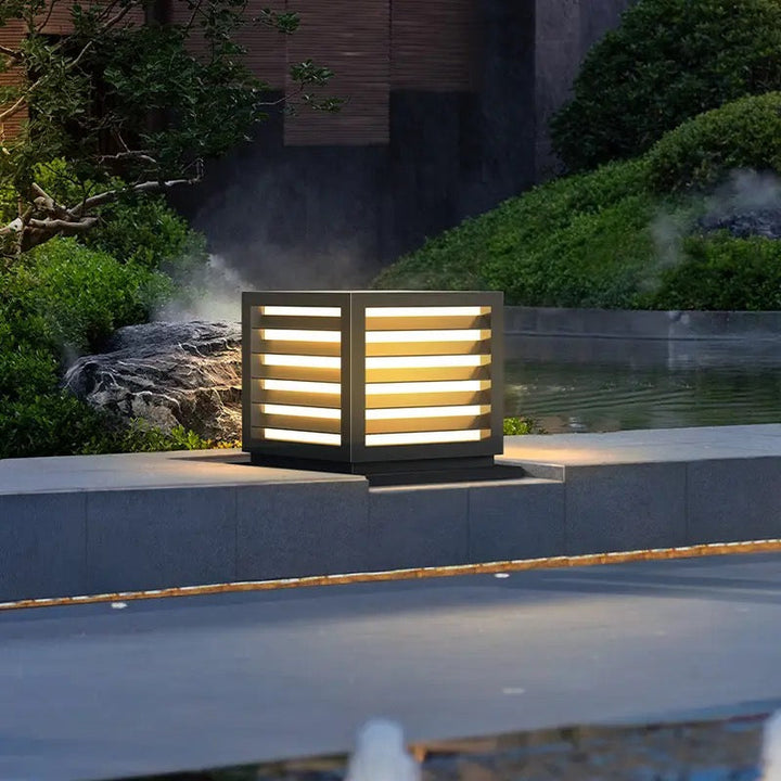 Modern Outdoor Cube Bollard Light