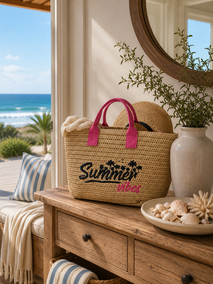 Fringed Woven Beach Tote