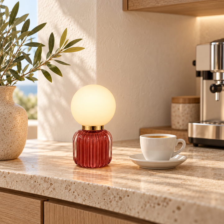 Burgundy Glass Table Lamp