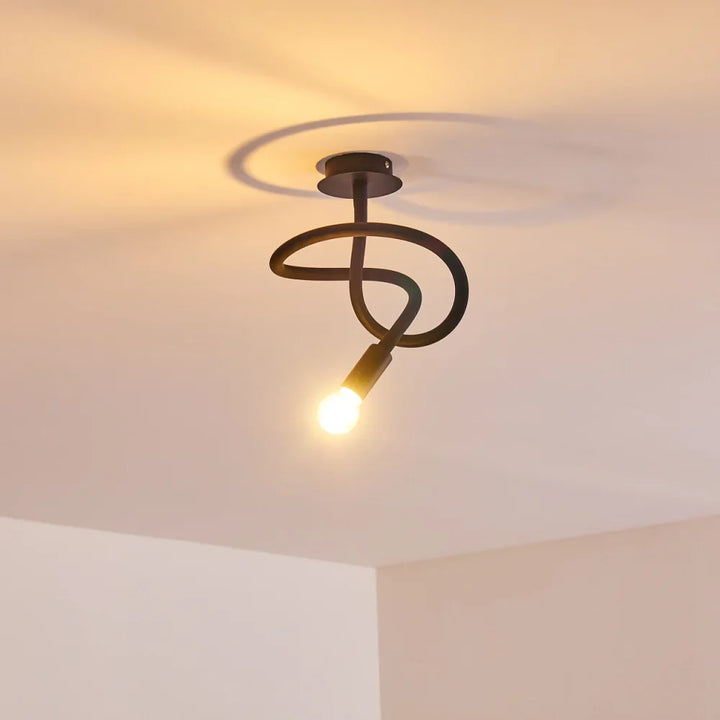 Modern Black Spiral Ceiling Light