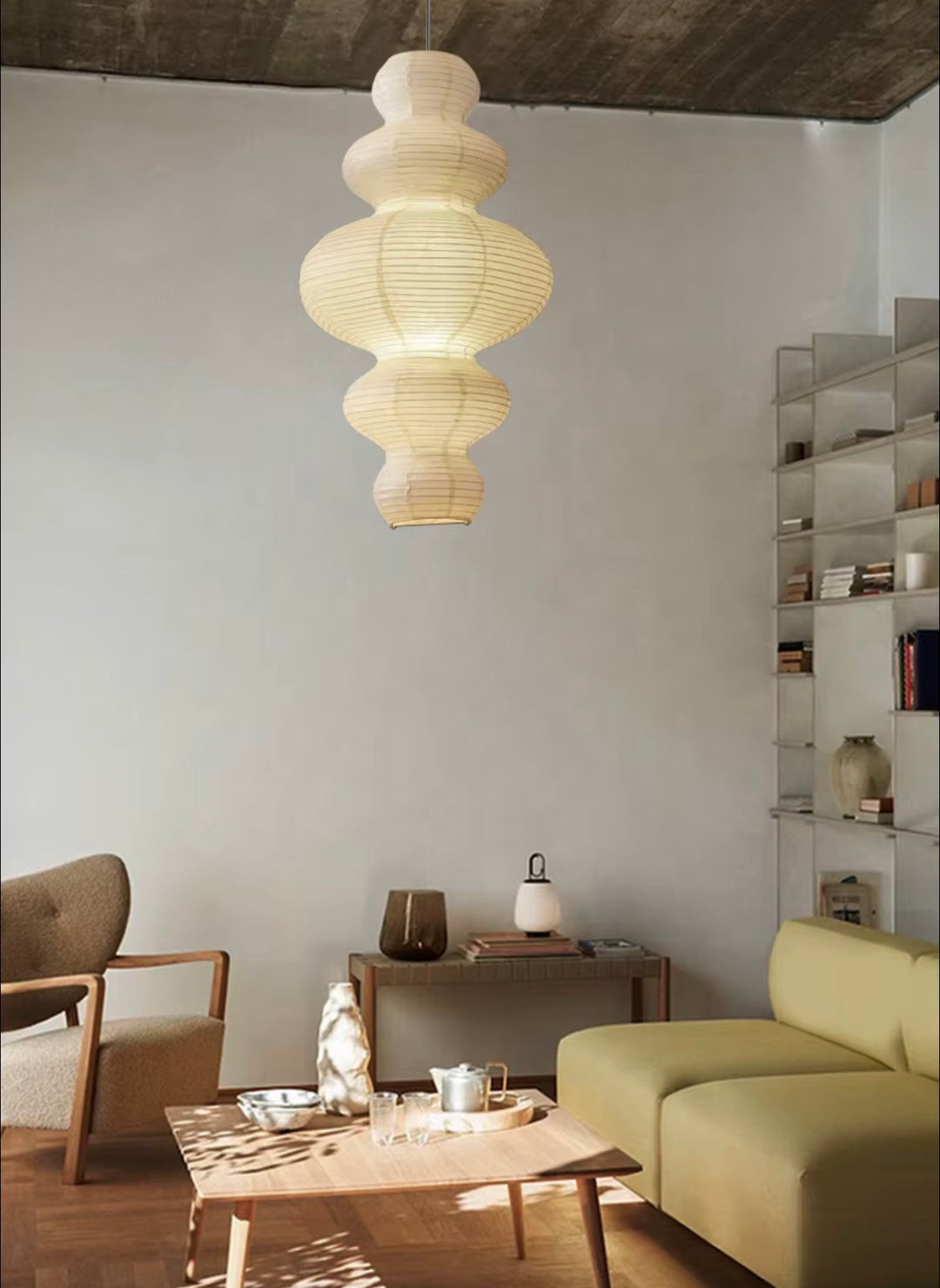 Sculptural Cream Paper Pendant Light