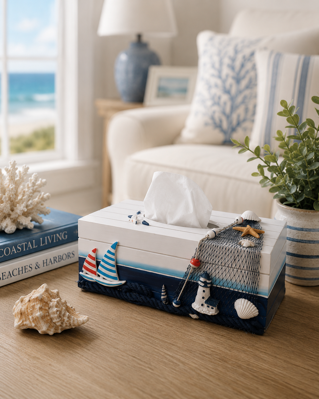 Nautical Wooden Tissue Box