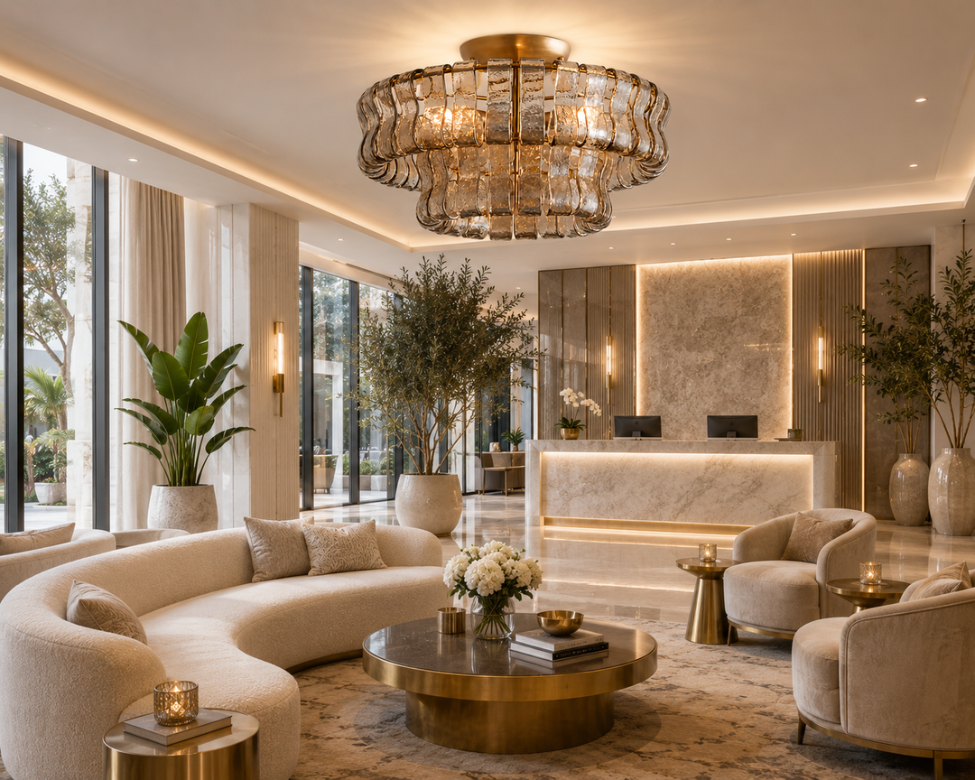Modern Gold Flush Mount Ceiling Light with Textured Curved Glass Panels