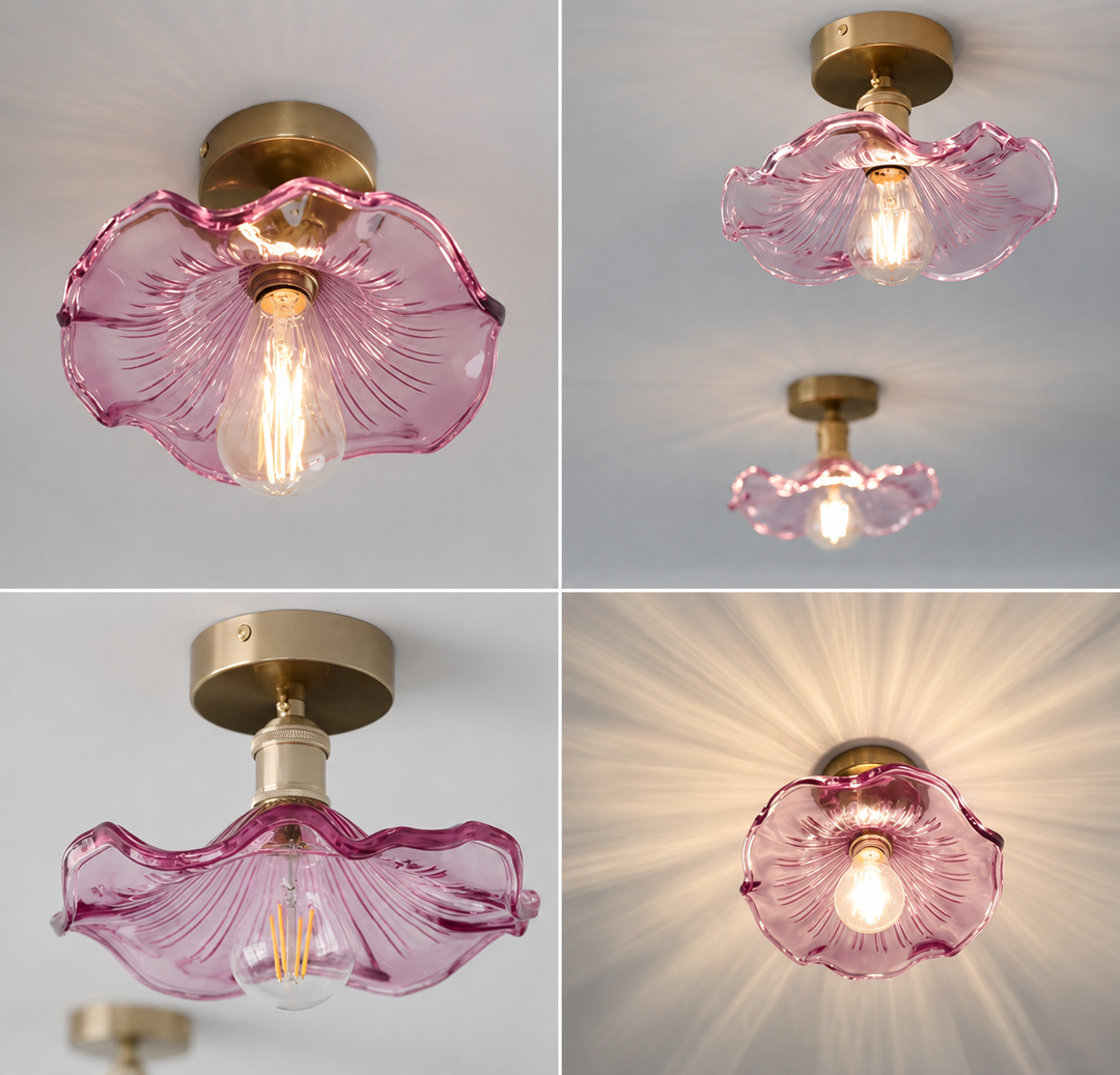 Artisan Ripple Glass Pendant Light with Brass Finish
