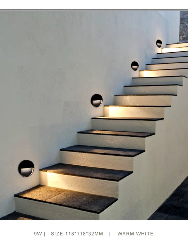 Round Outdoor Recessed Step Light