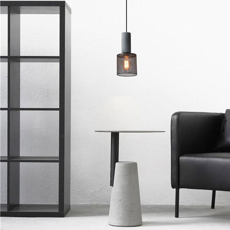 Industrial Concrete and Metal Pendant Light