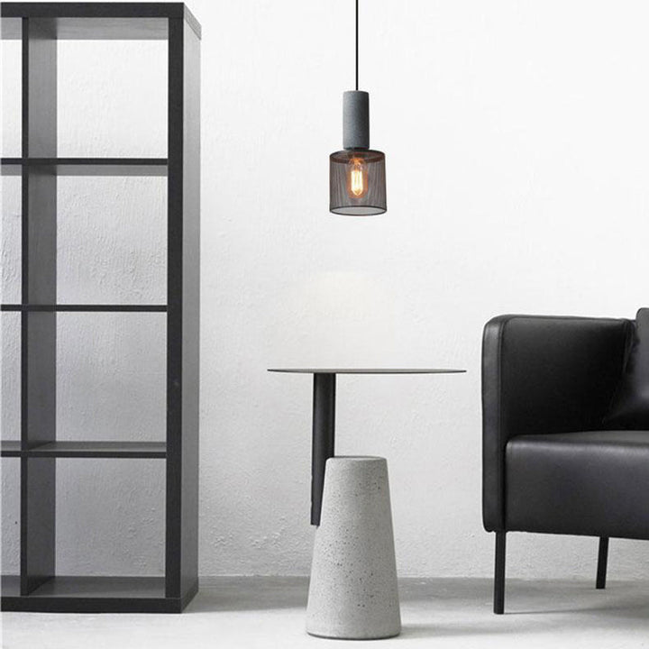 Industrial Concrete and Metal Pendant Light