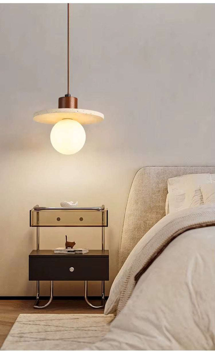 Flat Disc Travertine Pendant