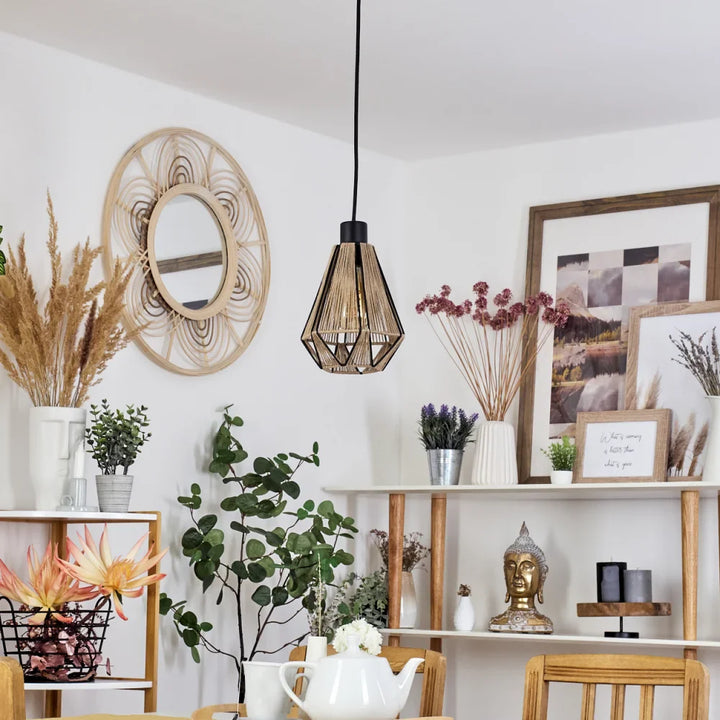 Geometric Woven Rope Pendant Light Trio