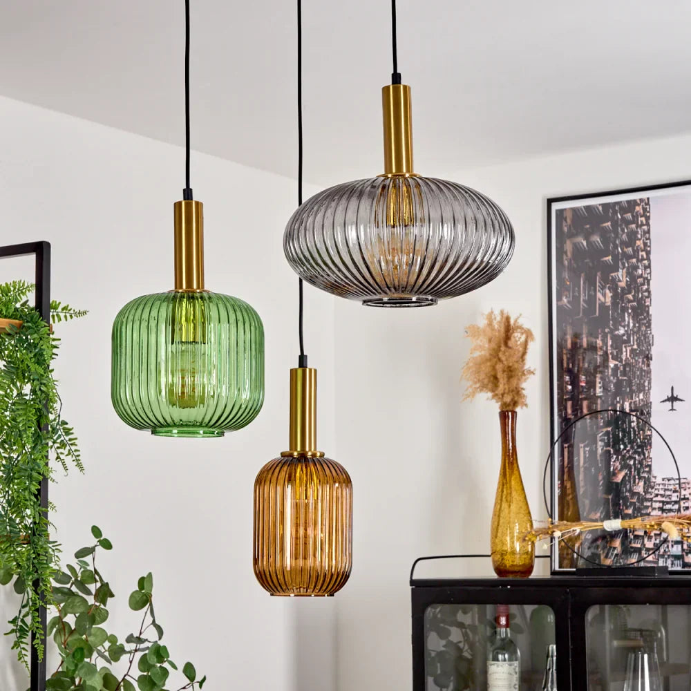 Modern Multicolored Glass Pendant Light Set