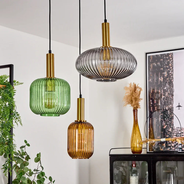 Modern Multicolored Glass Pendant Light Set