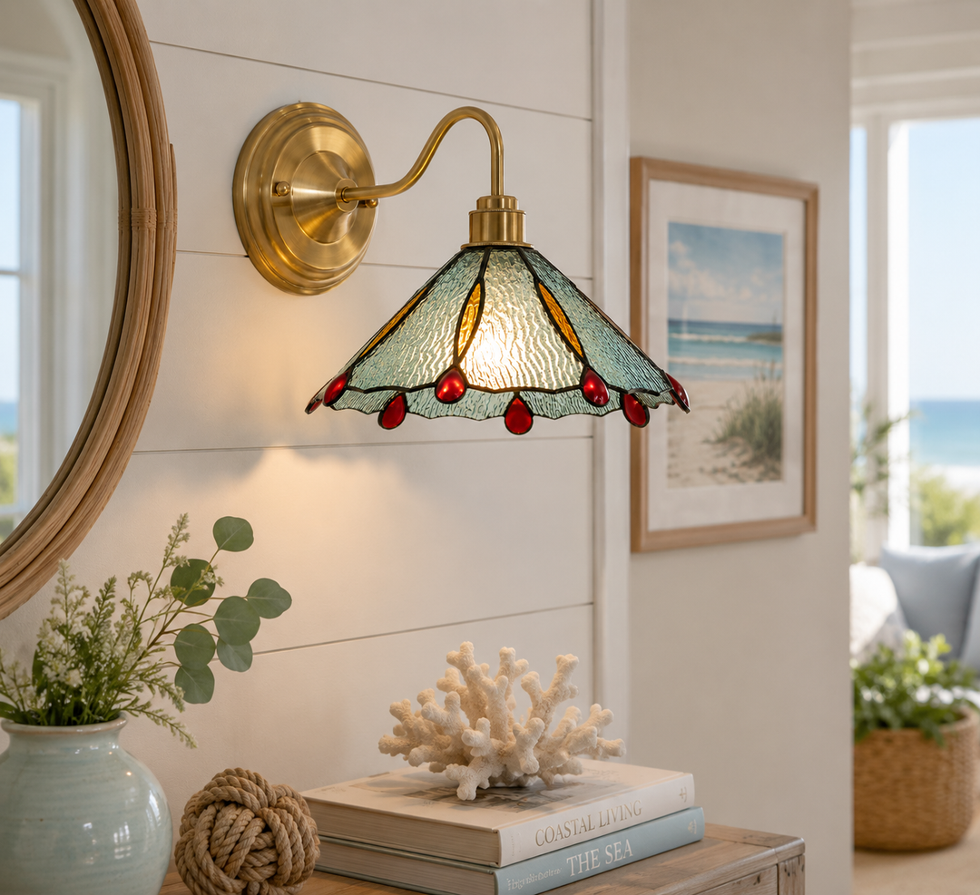 Aqua Ruby Tiffany Wall Sconce