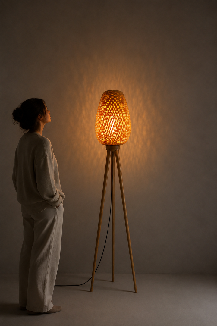 Nordic Tripod Bamboo Floor Lamp