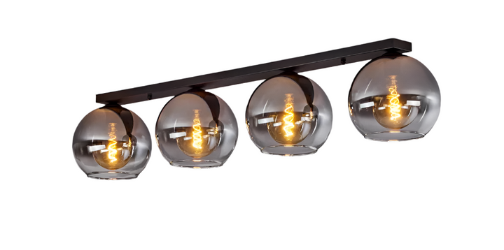 Modern Linear Ceiling Light with Smoky Glass Globes