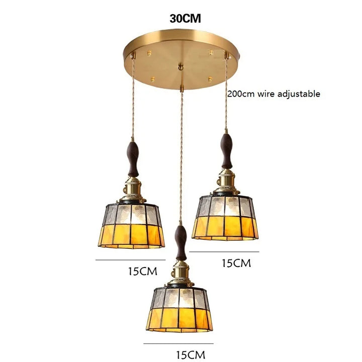 Amber Tiffany Triple Pendant Chandelier