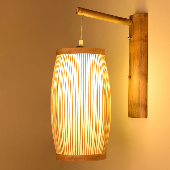 Wall Mounted Light with Bamboo Stripes Shade