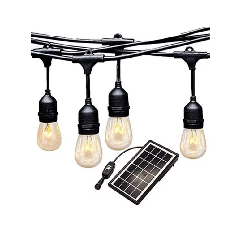 Vintage Outdoor String Lights with Solar panel (Bulbs included)