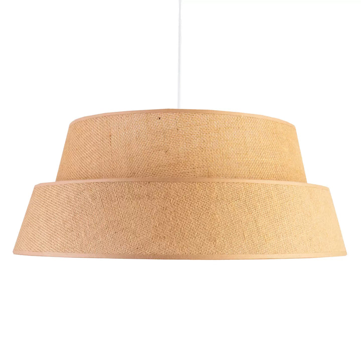 Rustic Pendant Light with Natural Fabric Shade