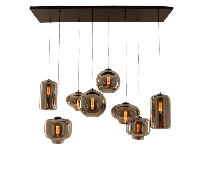 Modern Multi-Pendant Light with Smoked Glass Shades