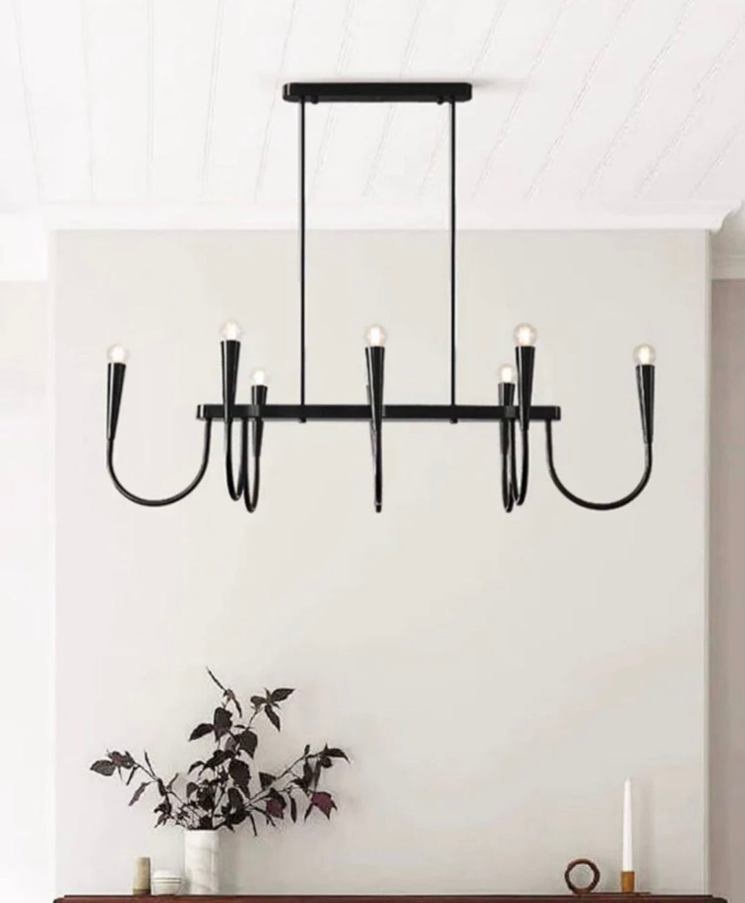 Modern Gold or Black Chandelier with Elegant Curved Design