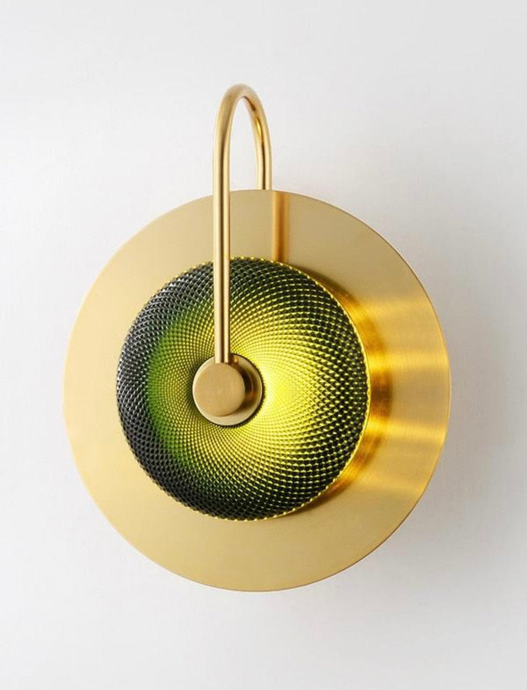 Contemporary Wall Light with Textured Green Glass and Gold Finish