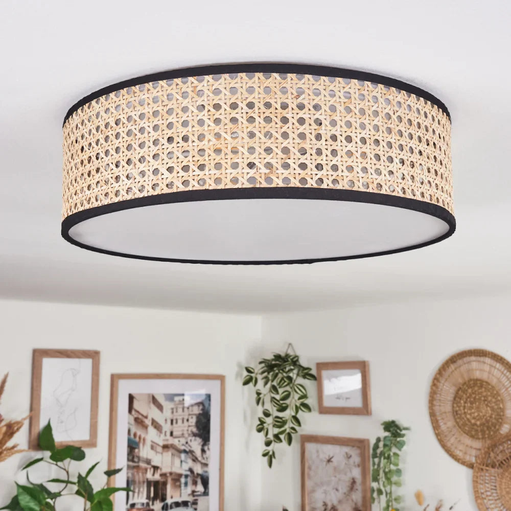 Rustic Rattan Drum Ceiling Light