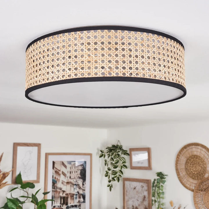 Rustic Rattan Drum Ceiling Light