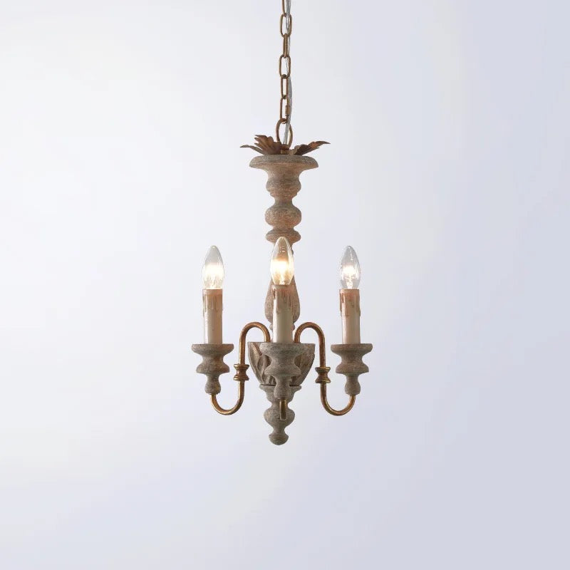 Vintage Candle-Style Chandelier with Distressed Finish