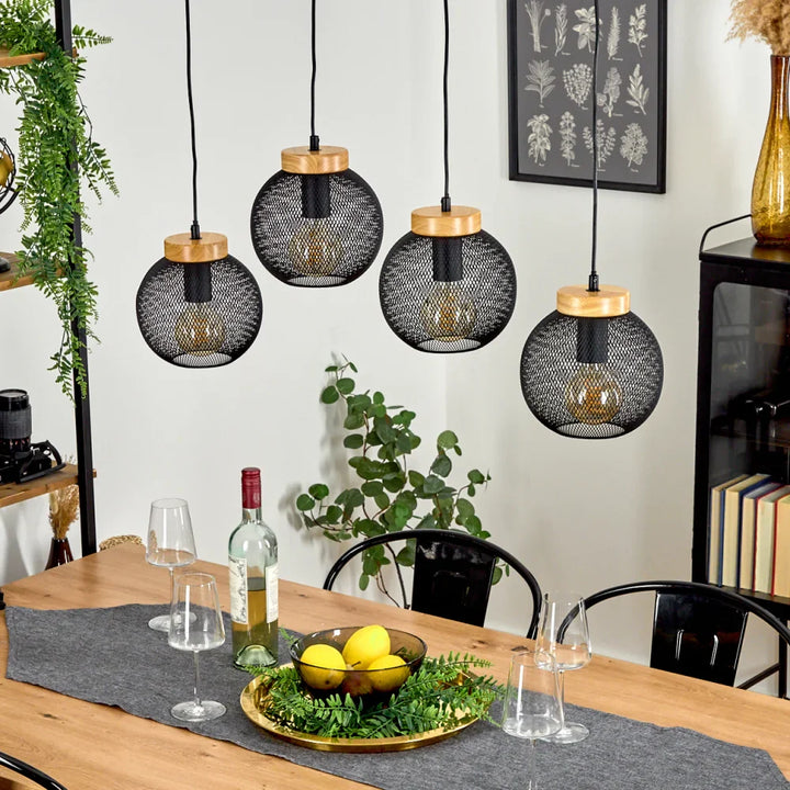 Industrial Mesh Globe Pendant Light - Set of 4